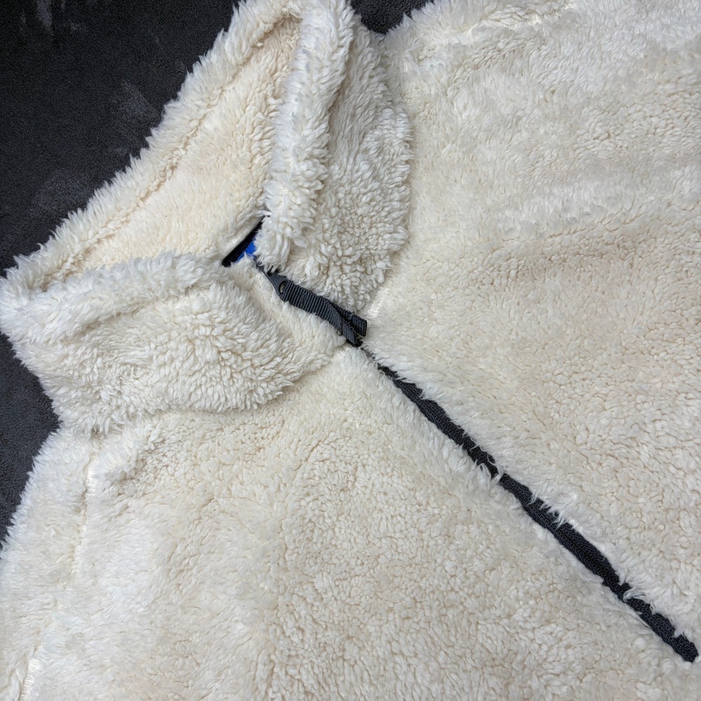 Chubbies Fleece Pullover Men L Cream Quarter Zip Sherpa Mock Neck Fuzzy Snow Day